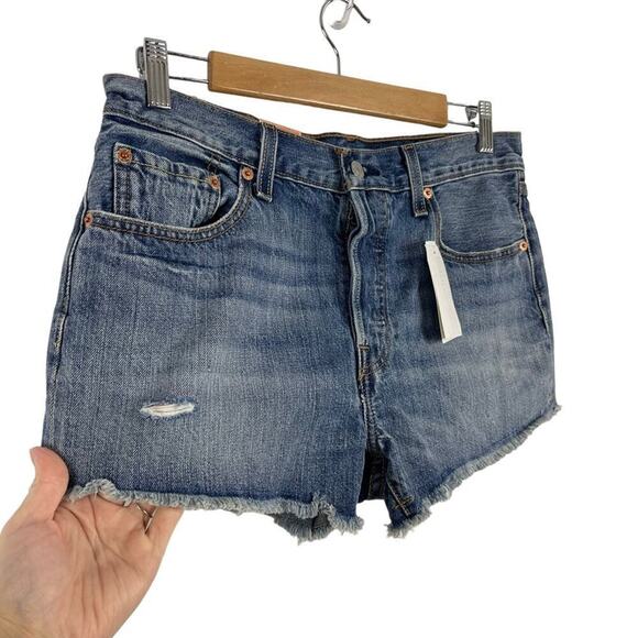 Levi’s 501 Roadside Blues Cut Off Button Fly Shorts 100% Cotton Distressed 29 - Picture 4 of 13